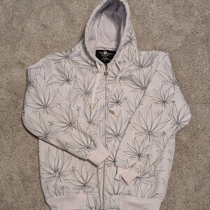 Victorious Fully Embroided Marijuana Leaf Zip Up Jacket
